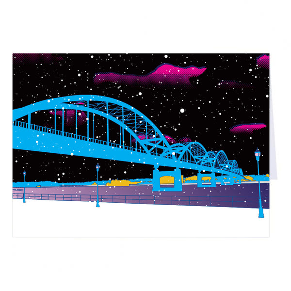 Centennial Bridge Holiday Illustration Greeting Card