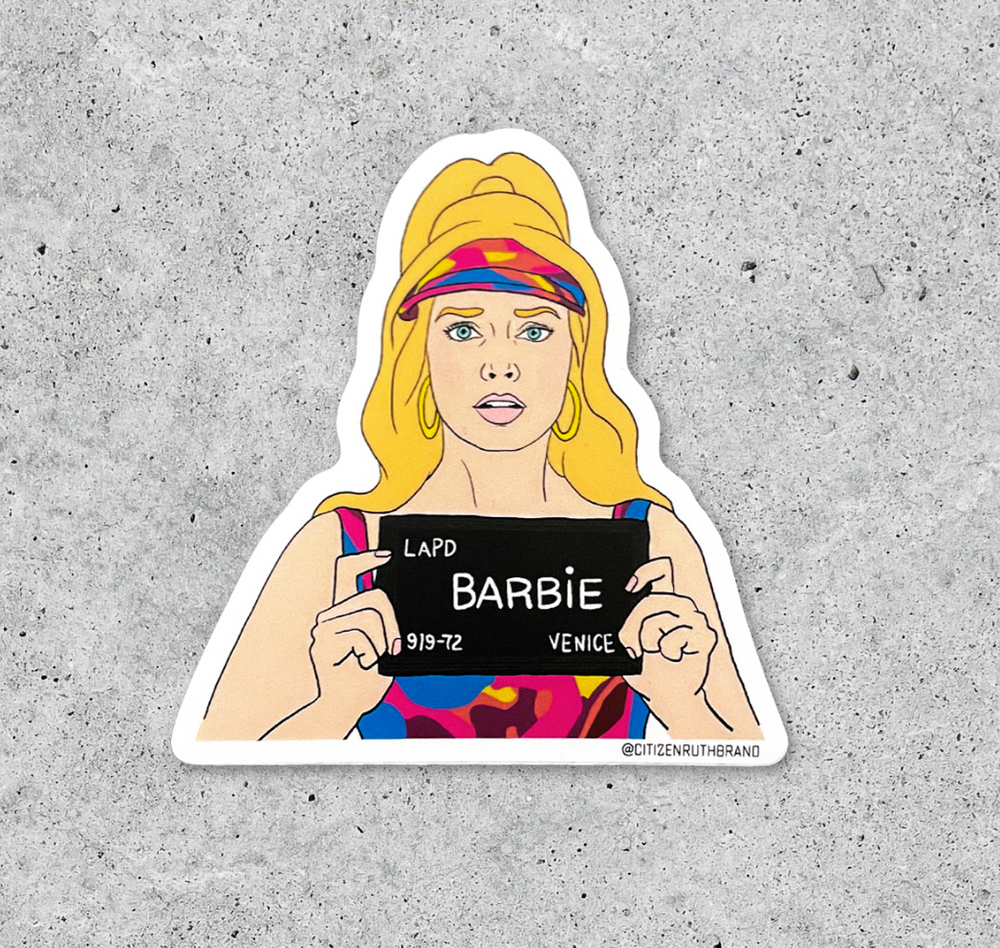 Citizen Ruth Barbie Mug Shot Sticker RAYGUN