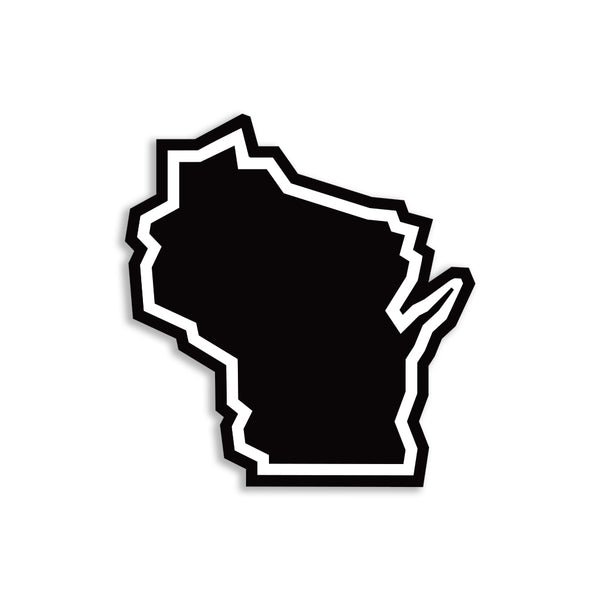 Wisconsin Outline Black & White Die-Cut Sticker