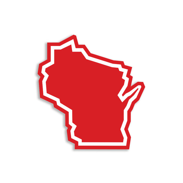 Wisconsin Outline Red & White Die-Cut Sticker