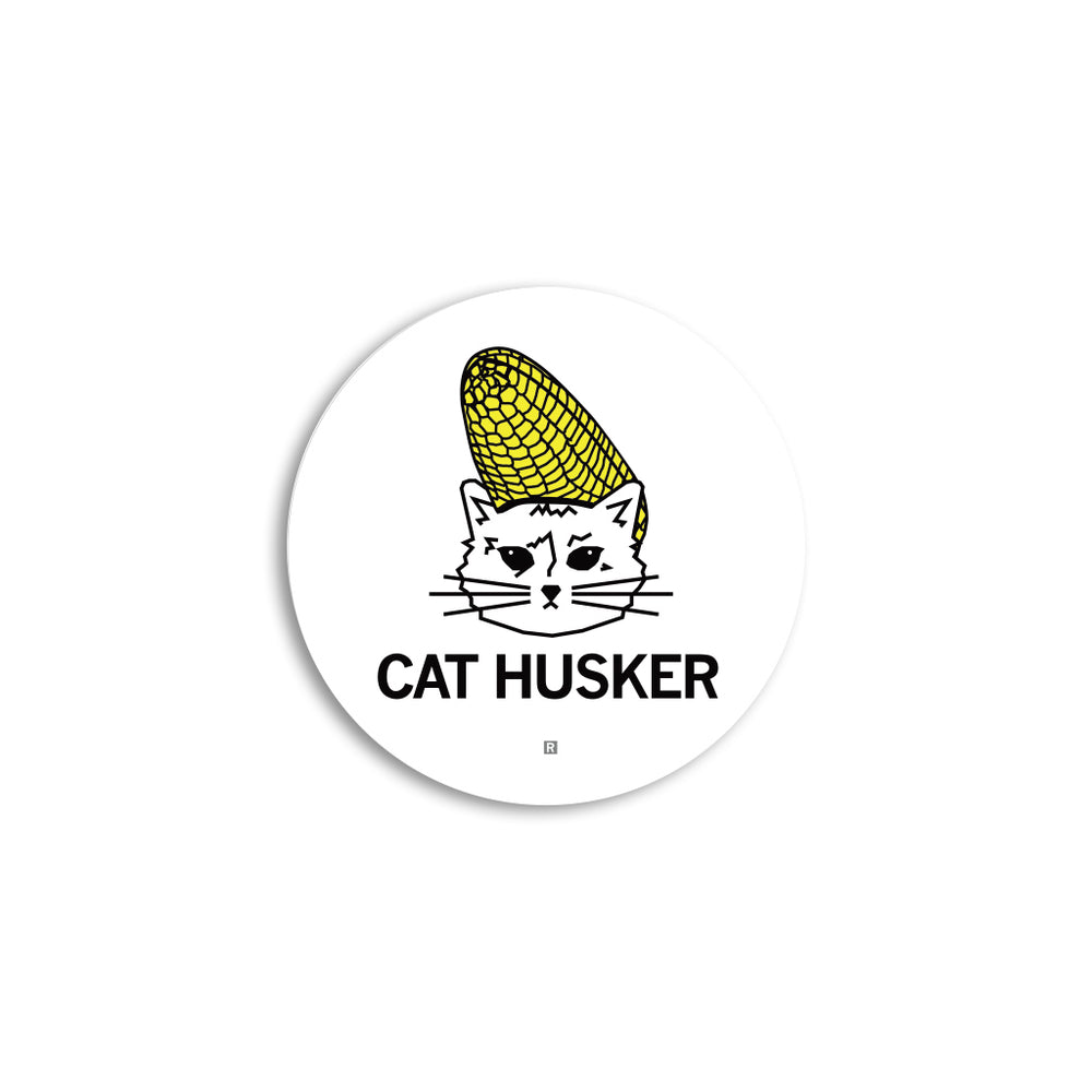 Cat Husker Mini Circle Sticker