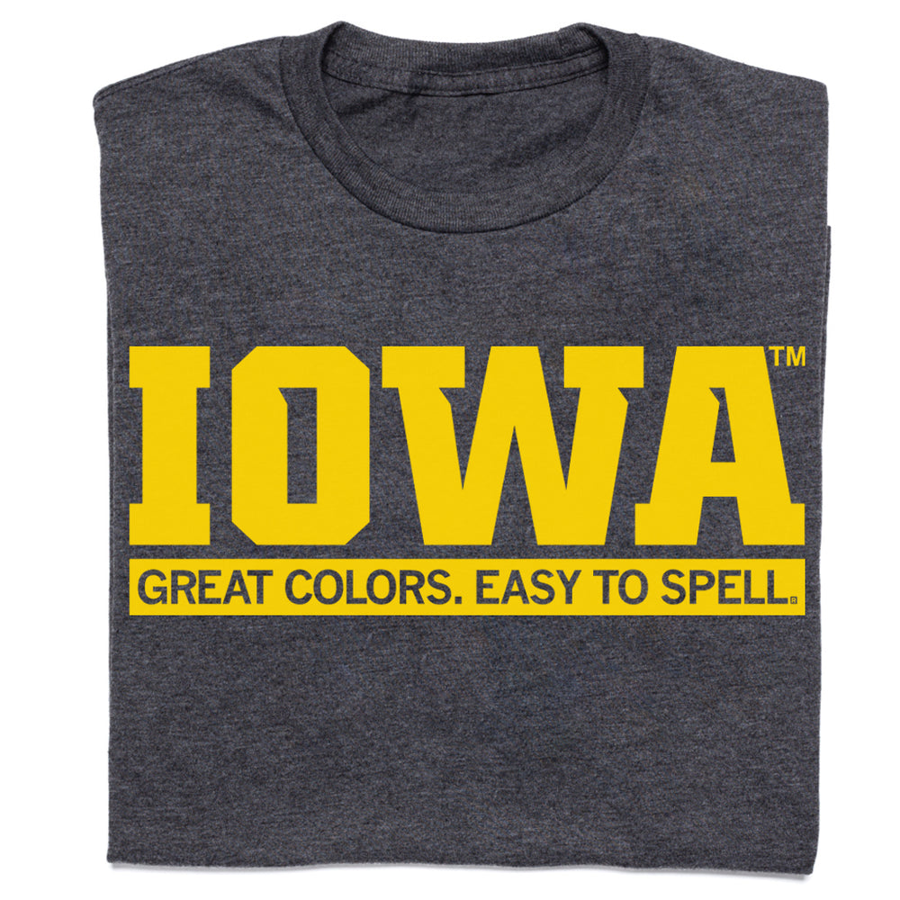 Iowa Great Colors Easy To Spell Charcoal T Shirt RAYGUN