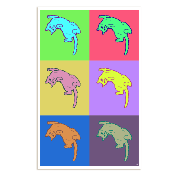 Cat Playing Warhol Pattern Poster