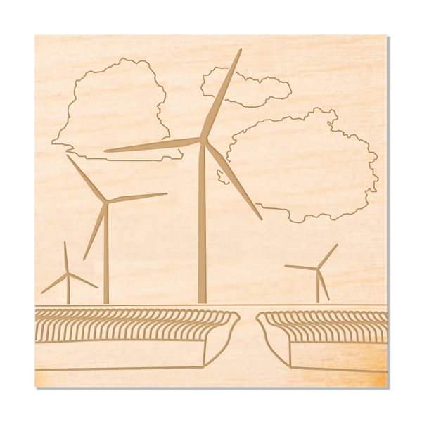 Wind Turbine Wood Coaster - Fields