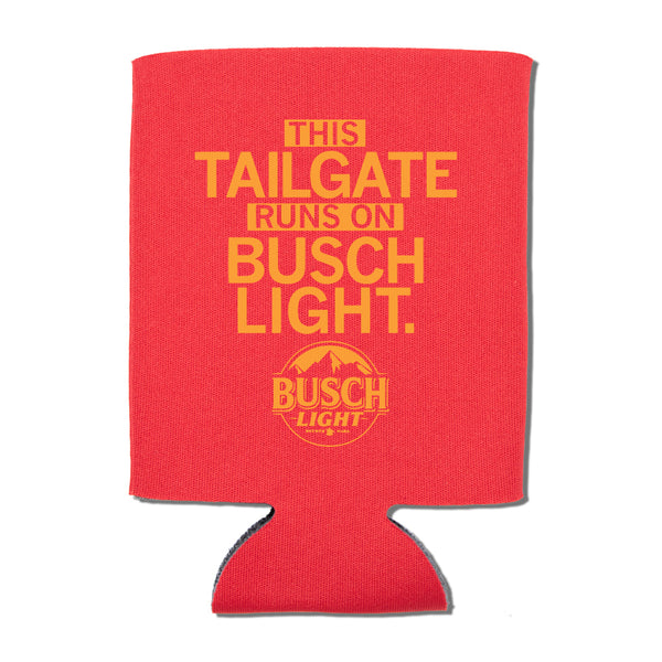 This Tailgate Runs on Busch Light Beer Can Cooler Sports Sport Tailgating Teams Red Gold Drinkwear